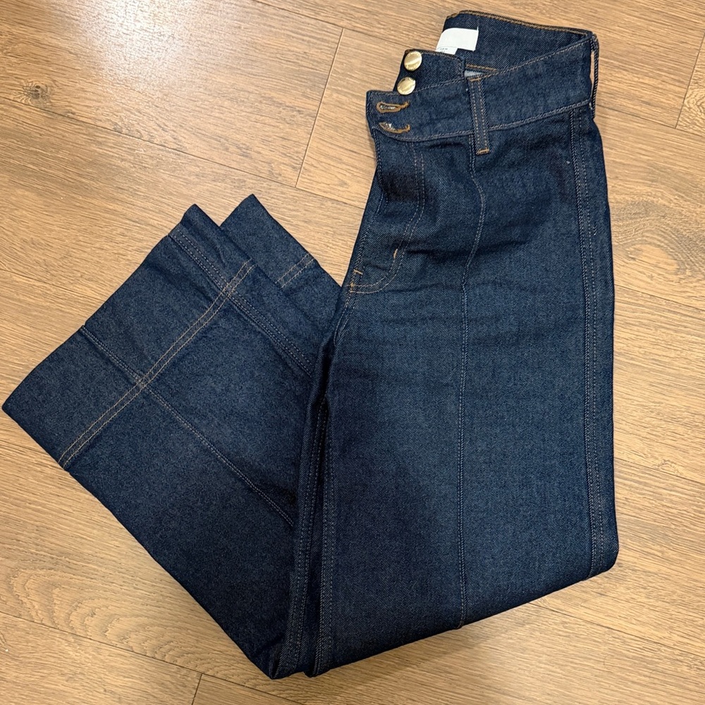 H&M High-Rise Dark Blue wide leg Women’s Jeans with Double Button Waist